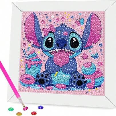 Embroidery Diamond Painting Kit With Tools, Handmade DIY Relaxing Art Decor Gift, Suitable For Valentine's Day, Thanksgiving Gift (Requires Self-Assembly And Completion, Including Canvas, Diamonds, Tool Set And White Plastic Frame)