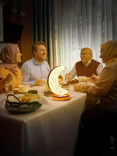 1pc 3-Color Crystal LED Lamp, Moon Shape, 3-Color Dimming, Modern Style, Touch Control, Type-C Charging, Indoor Night Light, Suitable For Bedside, Living Room, Bedroom, Dining Table, Home Decor, Bedroom Lighting, Desk Lamp, Rechargeable Lamp, Lamp, Bedroom Decor, Room Decor