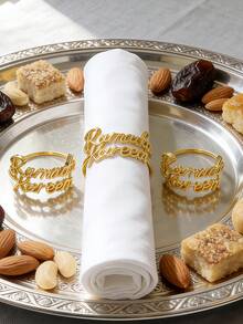 4-12pcs Zinc Alloy Letter Napkin Rings, Suitable For Ramadan, Eid Al-Adha, Dining Table Decor, Home Decor - Multicolor - View 5