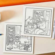 少女日记：自爱涂色书：成人放松绘画涂色书，24页单面手绘，简约图案设计，轻松涂色，享受涂色的乐趣和满足感，贴心礼物，适合送给朋友、家人或爱人，节日、生日或任何特殊场合，返校季，文具用品 - 女孩日記 - 查看 10