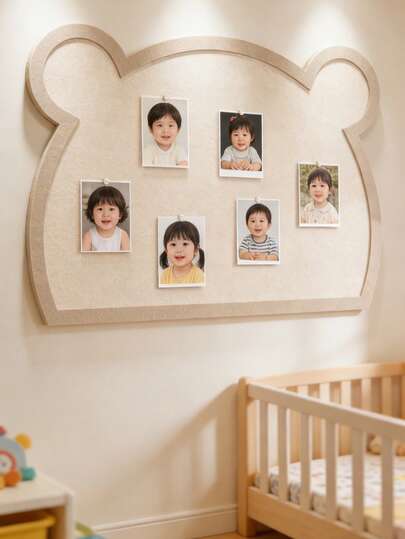 1pc Cute Bear Shaped Felt Board - 0.5 Inch Thick Fluffy Cloud-Like Felt Board, Wall Mountable Bulletin Board For Needle Storage, Made Of Durable Polyester Fiber, Great For Organizing Needles And Accessories, Ideal For Girls Room Decor
