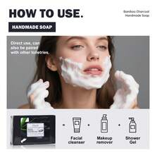 100g Handmade Soap Bamboo Charcoal Soap, Deep Cleansing Face Body Moisturizing Care Skin Care Fresh Taste Soap, Cleansing Body Moisturizing Care Skin Soap, For Daily Skin Care - Bamboo Charcoal Soap - View 3