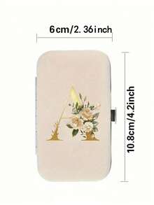 7件套首字母印花旅行美甲套装，金色字母A-Y，大容量美甲护理收纳盒，配有不锈钢工具，超锋利防溅指甲钳套装，经典设计剪甲盒，适用于移动美容、旅行、外出、寄宿学校和居家使用，清洁指甲的最佳选择，美甲师必备，小礼物交换、新年礼物、圣诞礼物 - 彩色 - 查看 8