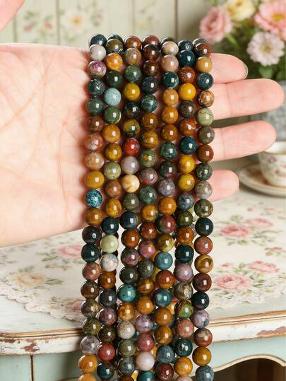 天然绿色玛瑙珠，DIY珠宝配件，手工串珠手链项链装饰圆珠