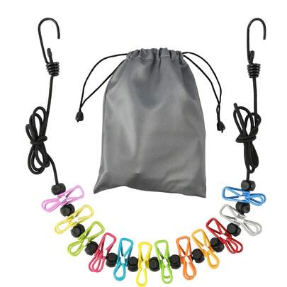 1pc Retractable Portable Clothesline For Travel,Clothing Line With 12 Clothes Clips, For Indoor Laundry Drying Line,Outdoor Camping Accessories