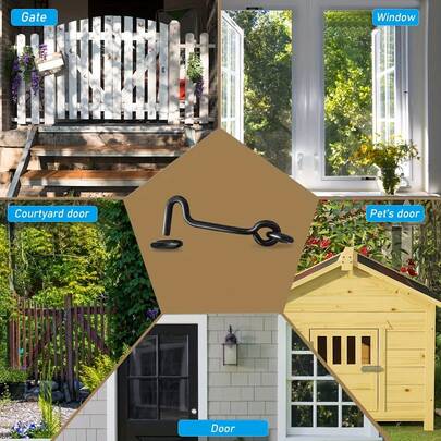 Gancho giratorio de acero al carbono resistente y pestillo de ojo con tornillos de montaje, instalación de 2 pasos para puertas de granero corredizas, persianas, cabina - resistente a la corrosión