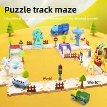 Maze Track Car Set, Ferris Wheel, Carousel, Pirate Ship Multi-Scene Assembly, Children's Educational Electric Toy, Intelligence Development, Hands-On, Parent-Child Interaction - Multicolor - View 2