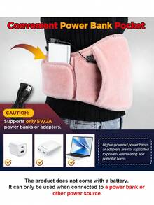 Cinturón calefactor para alivio del dolor menstrual de las mujeres - Temperatura ajustable eléctrica, calentamiento rápido, calentador de cintura portátil USB con control de temperatura - A - Ver 4