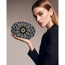 SH Clutch Purses For Women Formal Rhinestone Evening Bag Sparkly Handbags Wedding Party Cocktail Prom - Embrague negro - Ver 3