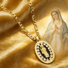 圣犹达吊坠项链（1件），宗教饰品，绝望者的守护圣人，信仰主题圣殿项链，完美的节日礼物，复活节/耶稣升天节/日常佩戴 - 金色 - 查看 2