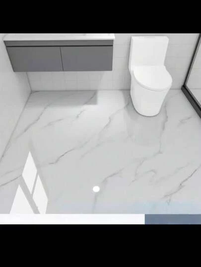 1 Roll Glossy Marble Pattern Self-Adhesive Vinyl Floor Tiles, 15.7x118.1 Inches, Vinyl Floor Tiles, Linoleum Vinyl Plank Flooring, Waterproof & Wear-Resistant, DIY Installation, For Room, Office, Kitchen