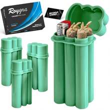 (4 Pack) King Size Pre-Roll Cone Holder, 4-Hole Regular Size With Lighter Holder, 4 Or 6 Capacity Container Storage Box, Small Accessories Pre Rolled Rolling Paper - Green 4 Or 6 Capacity - View 8