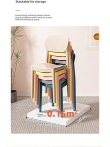 Silla de Comedor Moderna con Respaldo Cuadrado, Apilable, de Plástico Premium, Sillas de Comedor Apilables de Plástico Moldeado Contemporáneo (Resistencia Reforzada de 400 kg, Gris) - Naranja - Ver 4