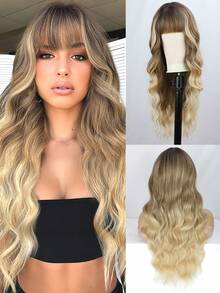 28-Inch Stylish Gradient Long Curly Hair With Bangs, Made Of Synthetic Material, Suitable For Women's Daily Commutes. - Multicolor - View 9