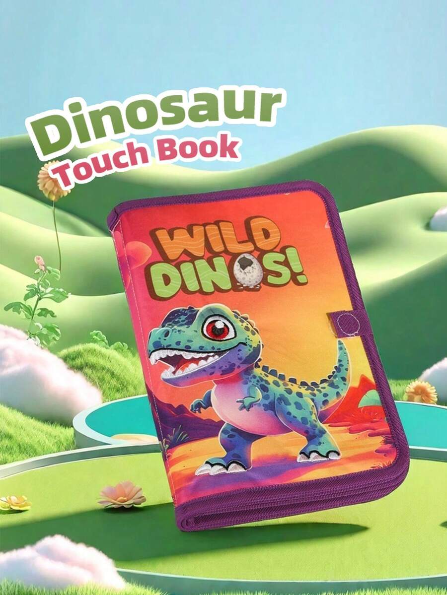 1pc Baby Girl's Cartoon Dinosaur Pattern Tactile Fabric Book, Durable Tear-Resistant Material, Parent-Child Interactive Early Education Toy, Infant Handbook, Suitable For Easter, Ramadan, Birthday Gifts