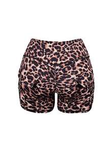 Y2K豹纹高腰瑜伽短裤，女士弹力腰带口袋提臀紧身健身短裤，夏季户外运动健身提臀短裤 - 彩色 - 查看 6