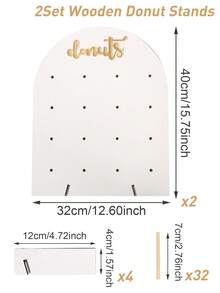 1/2 Set 9/16 Hole Wooden Donut Display Stand, Home Donut Display Rack, Party Food Serving Stand, Birthday Wedding Family Event Party Food Rack, Donut Wooden Display Stand, Gender Reveal Party Decor, Birthday Party Wedding Tabletop Centerpiece - Arch-shaped White - View 16