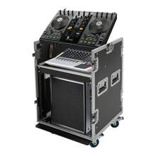CNCEST 10U PA DJ Rack/Road Case, AV Rack Case With Wheels, DJ Work Table And Casters, Slant Mixer Top With Spring Handle For Storing Electronic Equipment Such As Amplifiers, Mixers, Microphones, Sequencers Etc - Black - View 6