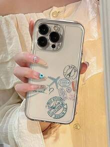 飞机图案透明极简时尚创意防震手机壳，兼容 17/17 Pro/17 Pro Max、16/11/16 Pro/16 Plus/16 Pro Max/16e、15 Pro Max、13/14/12/XS/XR/7G/8P、Galaxy S25/S25 Plus/S25 Ultra、A16/A36/A26/A56/A50/A12/A32 - 彩色 - 查看 5