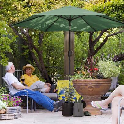 Outsunny 2.6 M Garden Parasol Umbrella With Aluminium Pole, Outdoor Table Market Patio Umbrella Sun Shade With Tilt And Crank, Vent, Dark Green