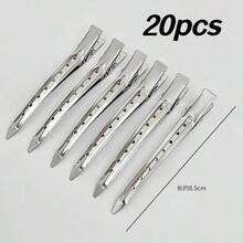 20pcs Alligator Hair Clips With Holes - Metal, Rust-Proof, For Curling, Dyeing & Sectioning - A-silver - View 1