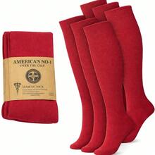 Mens Diabetic Over The Calf Socks Knee Premium Cotton High Socks - Red - View 1