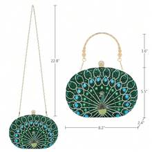 SH Clutch Purses For Women Formal Rhinestone Evening Bag Sparkly Handbags Wedding Party Cocktail Prom - 綠孔雀離合器 - 查看 7