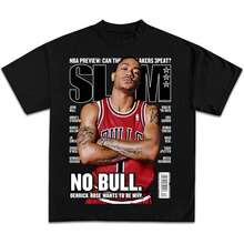 Slam Magazine Derrick Rose Casual Graphic Print Short Sleeve Crew Neck T-Shirt Vintage God's Plan Retro Heart Hands USA Mexico Flag Unisex Boxy Fit ShirtX1H0001 - 黑色 - 查看 6
