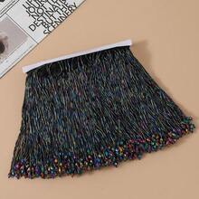 18cm 0.5 Yard Beaded Tassel Trim, Suitable For Dance Costumes, High-End Fashion Dresses, Wedding Gowns And Evening Dresses, Beaded Tassel Lace Edging - Multicolor - View 6