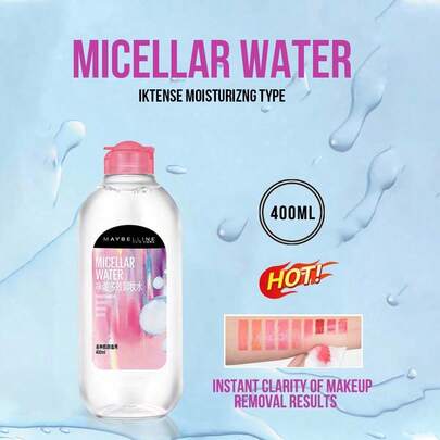 Maybelline Nước tẩy trang dưỡng ẩm cao, phù hợp với mọi loại da (kể cả da nhạy cảm), 95/400ml, tẩy trang tức thì, công thức micelle hoạt tính 3 trong 1, không cần rửa mặt hai bước, làm sạch và dưỡng ẩm hiệu quả mà không gây khô căng, phù hợp với da nhạy cảm và mọi loại da, không hương liệu, không cồn, không dầu, dịu nhẹ làm dịu và dưỡng ẩm, 3 bước dễ sử dụng, kích thước nhỏ/lớn tiết kiệm chi phí, trợ thủ đắc lực cho việc làm sạch da hàng ngày.