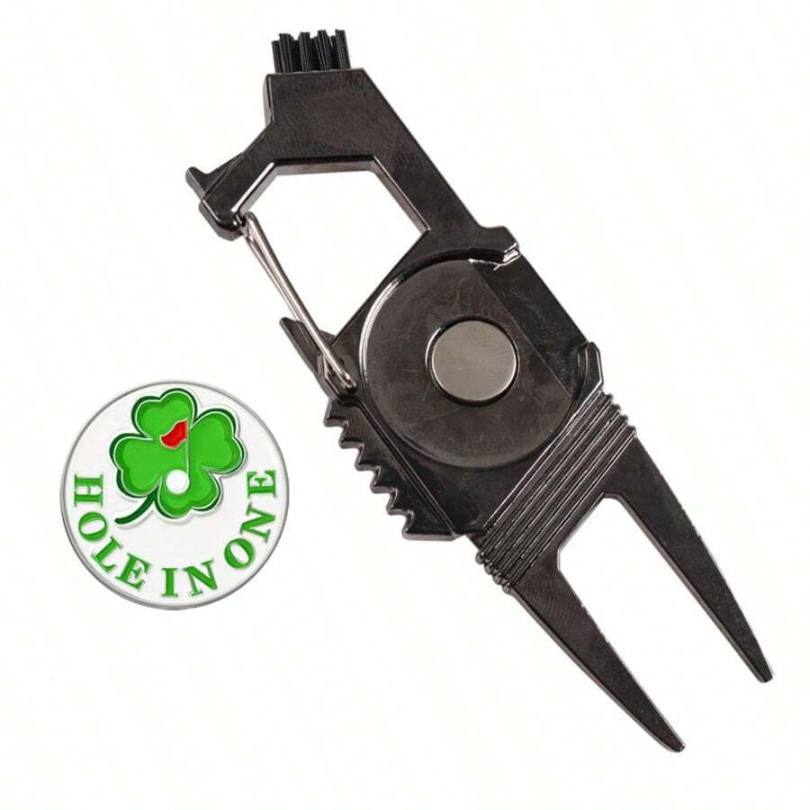 FINGER TEN 7-In-1 Golf Divot Repair Tool With Stylish Ball Marker 1 Pack, Premium Lightweight Multipurpose Golf Accessory For Quick Divot Repair, Essential Tool For On-Course Play & Practice - Black - View 1