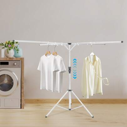 Tripod Clothes Drying Rack Folding Indoor, Portable Drying Rack Clothing And Height-Adjustable, Space Saving Laundry Drying Rack With 10 Windproof Hooks