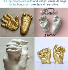 Bricolaje Moldes de manos de pareja para hacer uno mismo, modelos de manos y pies, clonación casera, almohadillas de tinta conmemorativas hechas a mano y polvo de yeso. - A - Ver 7