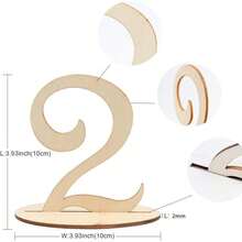 1-20 Wooden Table Number Placards With Stands, Creative Numeric Design, Wedding Ceremony Seating Card, Party Dining Table Number Decor - log color - View 3
