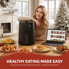 SUPERLEX 1000W Air Fryer 2.5L, 8-In-1 Multi-Function Cooking Oven, Non-Stick Coating Design Of The Inner Pot, Overheat & Auto Power-Off Protection, Equipped With Timer Function, Suitable For Kitchen And Travel Barbecue, Fried Chicken, French Fries - Black - View 7