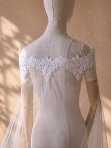3米长蕾丝新娘披肩披肩婚纱头纱教堂式短外套女士披肩新娘配饰婚礼外套 - 彩色 - 查看 10