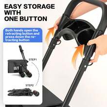 Foldable Dog Stroller 4 Wheels - Sturdy Pet Stroller With Breathable Mesh Windows For Dogs Up To 44lbs - Black - View 7