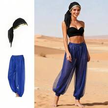 一套肚皮舞服装，包含饰品、硬币、头巾、舞蹈服、表演配饰、头饰、民族风帽子（外包装随机）。女士成人舞蹈服装，亮片宽松裤，肚皮舞服装，纱丽亮片裙风格灵感，适合锐舞派对。适用于节日、派对、夜店、海滩、异域风情服装装饰、波西米亚风、复古风。产品颜色随机发货。 - 彩色 - 查看 11