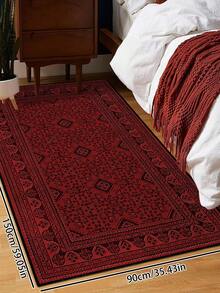 1pc Red Vintage Distressed Persian Style Rug, Polyester Fiber Rectangular Easy Care Machine Washable Carpet, Suitable For Hallway, Bedside, Living Room, Bedroom Home Decor Area Rug - Multicolor - View 23