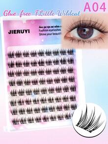 48/64/72 Cluster Self-Adhesive False Eyelash Cluster Fluffy Style, No Need For Glue Self-Adhesive DIY Eyelash Extension, Pre Adhesive False Eyelash Cluster Naturally Flowing Eyelash Extension, C Roll False Eyelash Cluster - Black - View 7