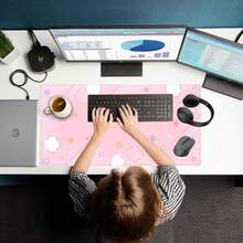 Large Pink Geometric Pattern Mouse Pad, Gaming Desk Mat, Large Keyboard Pad, Washable With 2mm Anti-Slip Base And Rubber Non-Slip Bottom, Stitched Edge Design, Gift Mouse Pad, Desk Protector, Study Desk Mat, Multiple Sizes Available, Computer Keyboard Pad, Laptop Pad, Home & Office Use - Rectangle - View 5