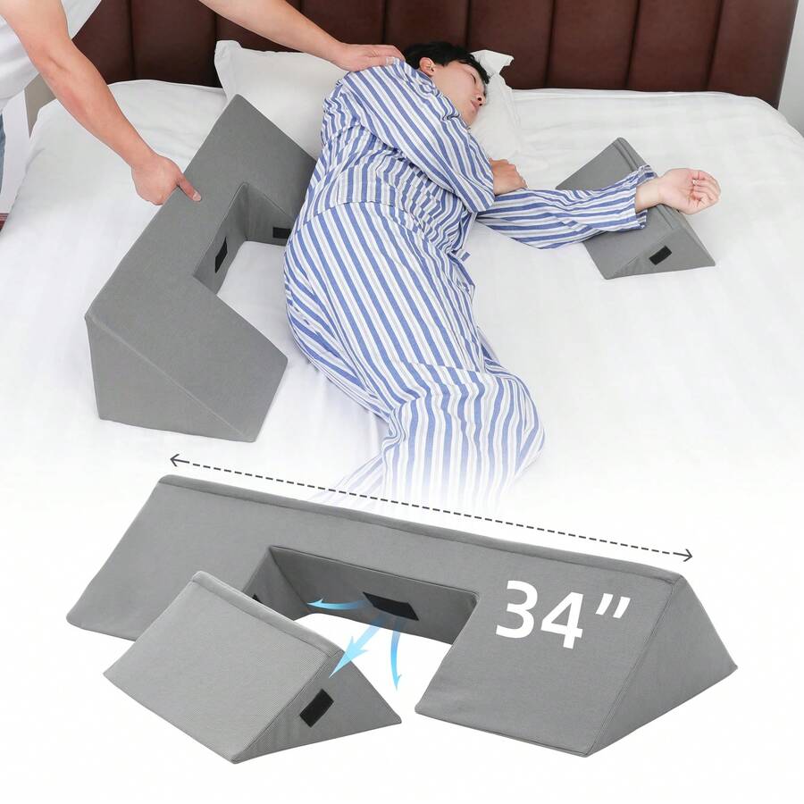 TYYIHUA 34" Wedge Pillow For Side Sleeping,Training For Side Sleeping With Detachable Small Wedge Pillow,Positioning Wedge For Side Sleeper,Back Support,Reducing Snoring,Preventing Bedsores - 查看 1