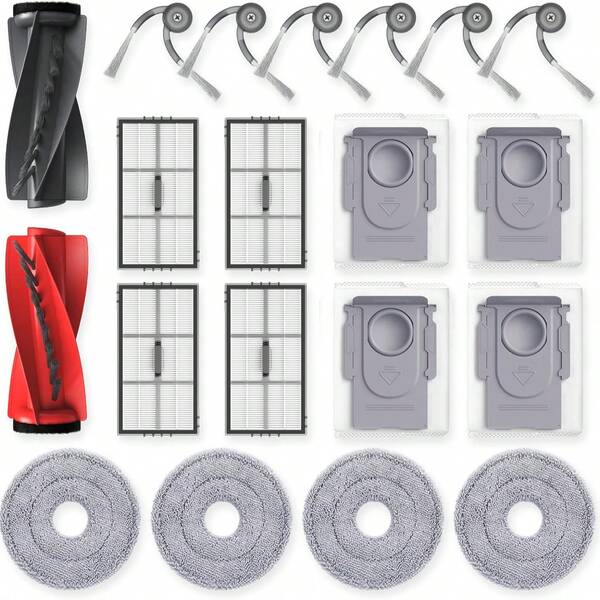 Saros 10R Accessories For Saros 10R / Qrevo CurvX Robot Vacuum, Replacement Parts With 4 Dust Bags, 4 Mop Pads, 4 HEPA Filters, 6 Side Brushes, Dual Zero-Tangling Main Brush