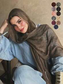 2026 Novo Lenço/Xale Monocromático para Mulheres, Macio, Respirável, Confortável e Amigável à Pele, Minimalista para Uso Diário e Estilo de Rua - Multicolorido - Visão 1