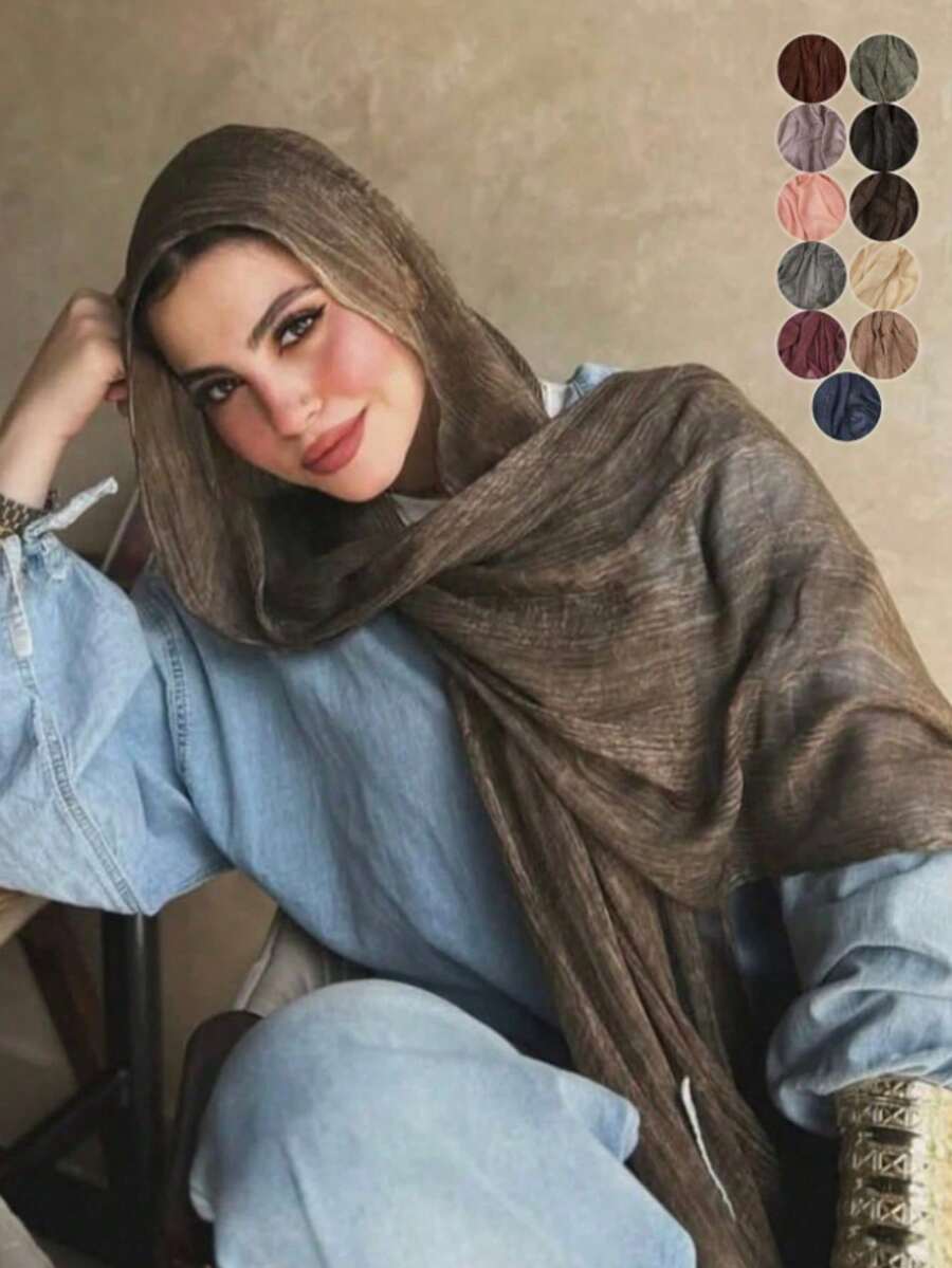 2026 Novo Lenço/Xale Monocromático para Mulheres, Macio, Respirável, Confortável e Amigável à Pele, Minimalista para Uso Diário e Estilo de Rua - Multicolorido - Visão 1