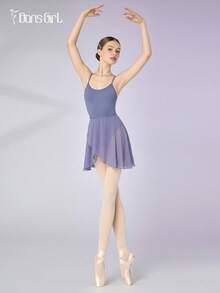 Leotardo de mujer de gasa de DonsGirl, diseño ajustable con cordones, unicolor, adecuado para actuaciones y baile - Púrpura polvoriento - Ver 5