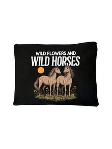 Wild Flowers And Wild Horses Pattern Makeup Bag, Cartoon Fun Multi Functional Canvas Bag, Charger Storage Bag,Travel Essential Makeup Bag: Girls' Travel Survival Bag, Men's And Women's Zipper Bag, Cosmetics, Makeup And Travel Essential Lightweight Reception Bag, Perfect Gift For Teenagers, Birthday And Travel Accessories,Holiday Gifts - Multicolor - View 16