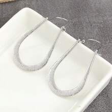1 Pair Minimalist Retro Silver Hoop Earrings, Versatile Jewelry Accessory For Daily Wear And Parties, Imitation Jewelry Accessory - Antique Silver - View 7