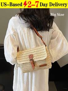 Mini Fashion Imitation Straw Handbag, Summer Vacation Beach Style Woven Bag Handheld And Crossbody Bag,Lightweight Casual Minimalist Straw Woven Bag, Perfect For Holiday Shopping And Gifting, Elegant Ladies Handbag,Women's And Girls' Bag, Wicker Bag, Holiday Essentials,Perfect For Travel, Vacation, Holiday & Beach, Travel Must Haves, Summer Straw Beach Bag For Women, Fashion Summer Vacation Bag, Beach Essentials Women Bags For Vacation & Holiday,Eye-Catching Beach Bag, Women's Summer Straw Beach Bag, Popular Women's Beach Bag, Fashionable Summer Vacation Bag, Essential Women's Beach Vacation Bag, Latest Vacation Bag[US Local Warehouse]The Best Gift Choice, Birthday Gift - 彩色 - 查看 12