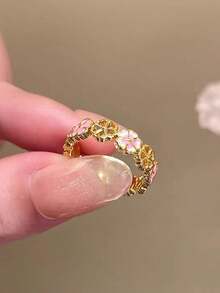 1 chiếc nhẫn hoa thanh lịch, nhẫn hoa hồng đính đá pha lê đồng và ngọc trai giả, nhẫn nhiều màu có thể điều chỉnh kích thước, phù hợp cho nữ giới đeo hàng ngày, dự tiệc, lễ hội, làm quà tặng ngày lễ, quà tặng trang sức, quà sinh nhật. - Nhẫn hoa hồng - Xem 12